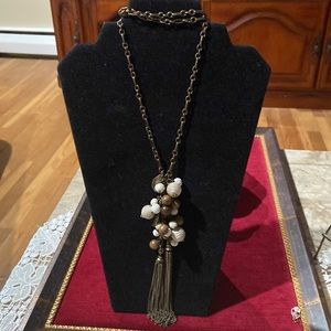 Anthropology Raffia Tassel Necklace